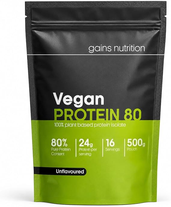 GN Vegan Protein 80 Protein Powder | 500g Unflavoured Pea-Protein Powder - Plant Based Protein-Powder | 24g per Serving | Non-GMO, Gluten & Dairy Free