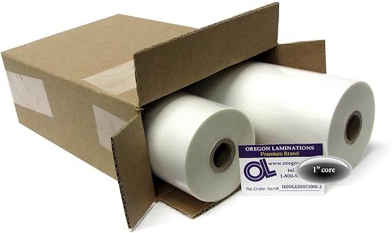 USI Premium Thermal Low-Temp EVA Roll Laminating Film, 1 Inch Core, 10 Mil, 12 Inches x 100 Feet, Clear, Gloss Finish, 2-Pack