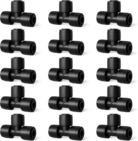 1/4 Inch Drip Irrigation Tee Connectors, Barbed T Fittings for 1/4" Tubing, Quick-Install Leak-Free Splitters for Drip & Sprinkler Irrigation Systems, 18 Pack