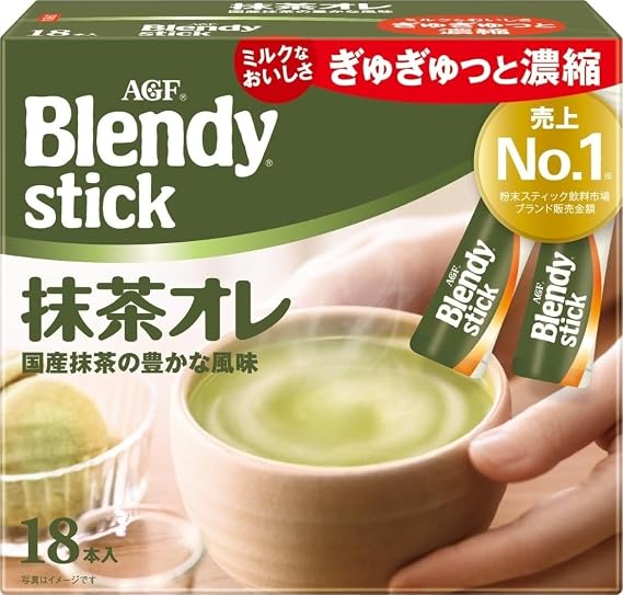 AGF Blendy Stick Matcha Green Tea au lait Milk 20 Packs Made in Japan - Tokyo Sakura Mall