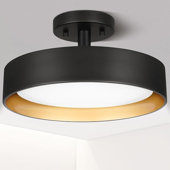 SunRider Semi Flush Mount LED Ceiling Light 5000K, 12 Inch 25W Dimmable