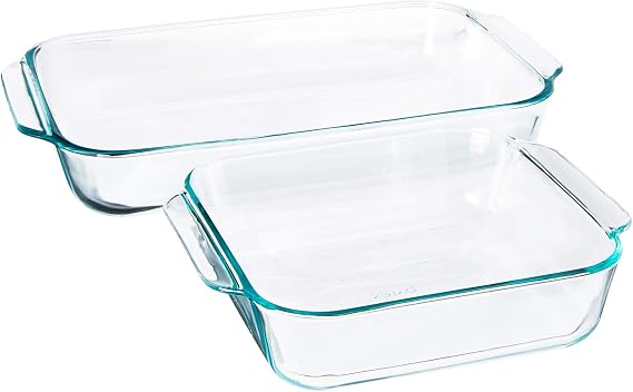 Pyrex 233 3-Quart & 222 2-Quart Clear Glass Baking Dishes - Made in USA