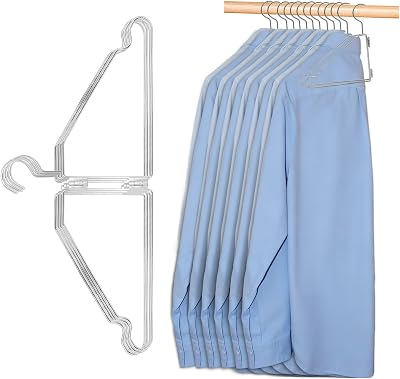 4 Pack Space Saving Hangers for Clothes, Foldable Metal Hangers with Rod, Collapsible Clothes Space Savers Organizer for Wall or Closet, Closet Organizers and Storage, Dorm Room Essentials