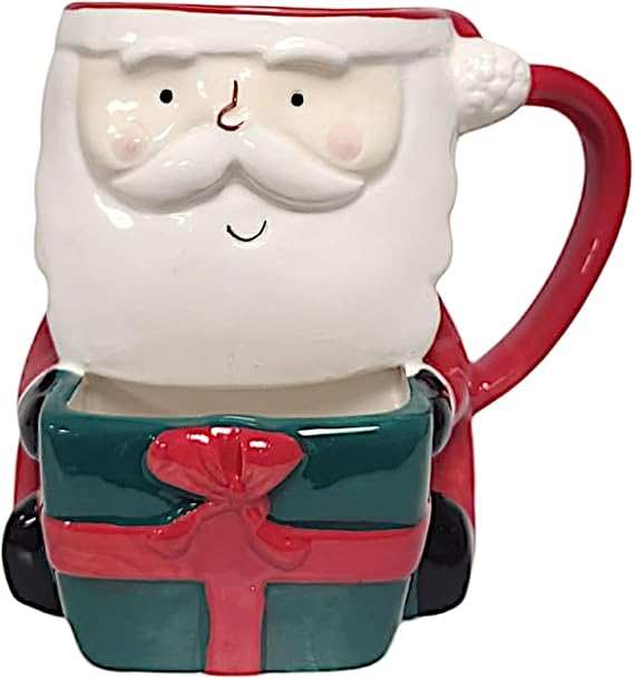 Divas World Festive Novelty Ceramic Santa Shaped Coffee Mug with Cookie Holder 350ml Christmas Mug for Hot & Cold Drinks