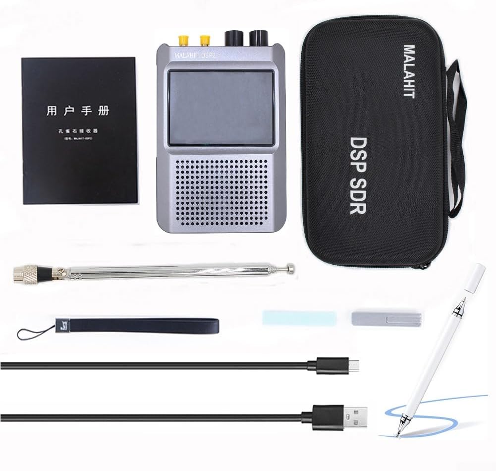 Malahit-DSP2 Malachite Receiver Radio, Firmware 2.40 Second Generation, with Antenna, Handheld Radio Recorder Built in Battery, AM, SSB, for DSB, CW, NFM, WFM