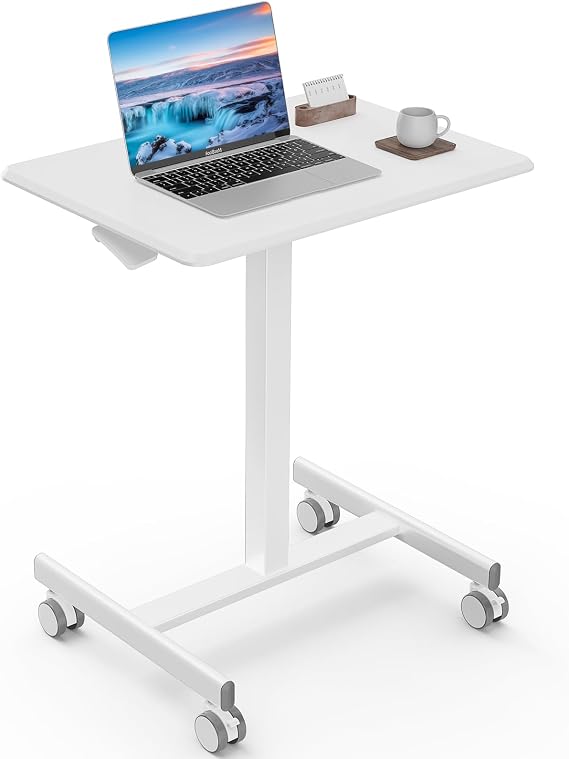DUMOS Mobile Rolling Desk with Wheels Adjustable Height