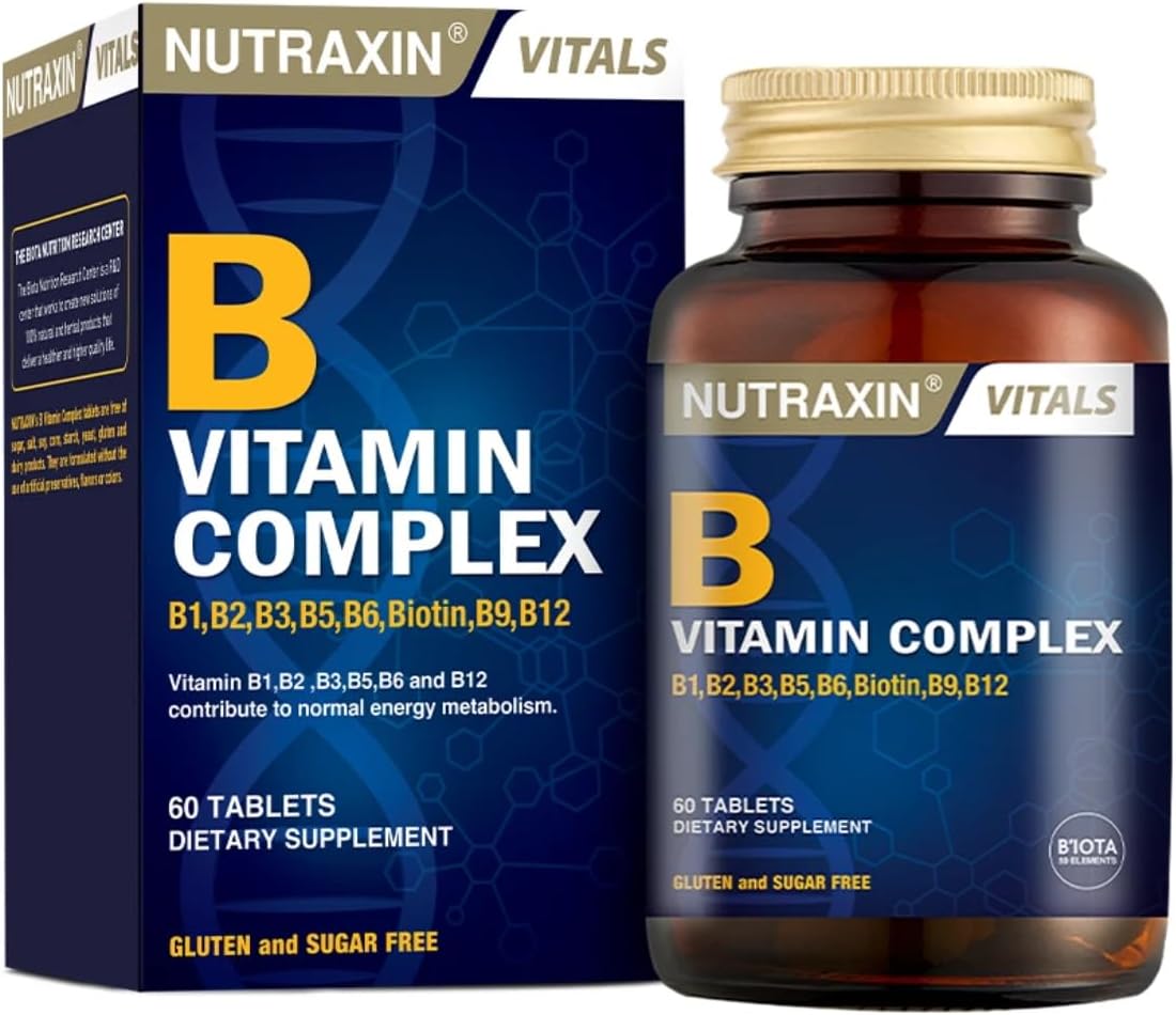 Nutraxin B Vitamin Complex – 10 Farklı B Vitamini İçerikli Takviye – 60 Tablet
