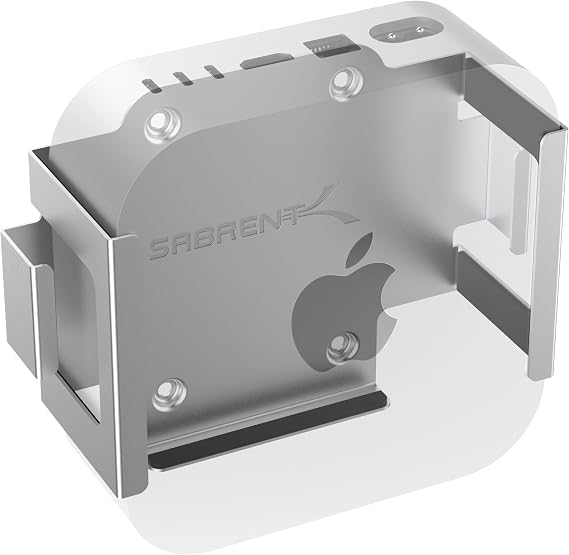 SABRENT Desk/Wall Flex-Mount for Mac mini (2024+) Aluminum Scratch-Resistant Mount for Wall, Desk, or Surface Enhanced Cable Management & Airflow Mac mini Mounting Accessory (BK-MAC2)