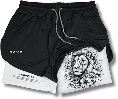 SAVD Christian Performance Shorts - Womens Gym & Sport Shorts with Pockets & Compression Liner, Bible Verse Activewear