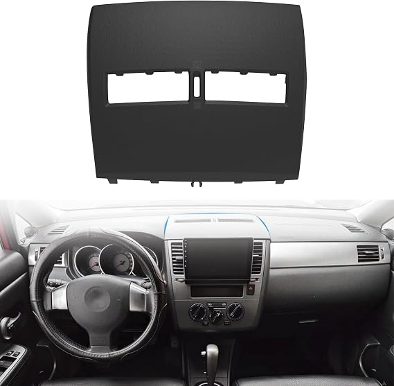 Front Upper Center Dash Air Vent Trim Bezel Compatible with Nissan Versa 2007 2008 2009 2010 2011 2012 68414ED50C 68414-ED50C(Black)