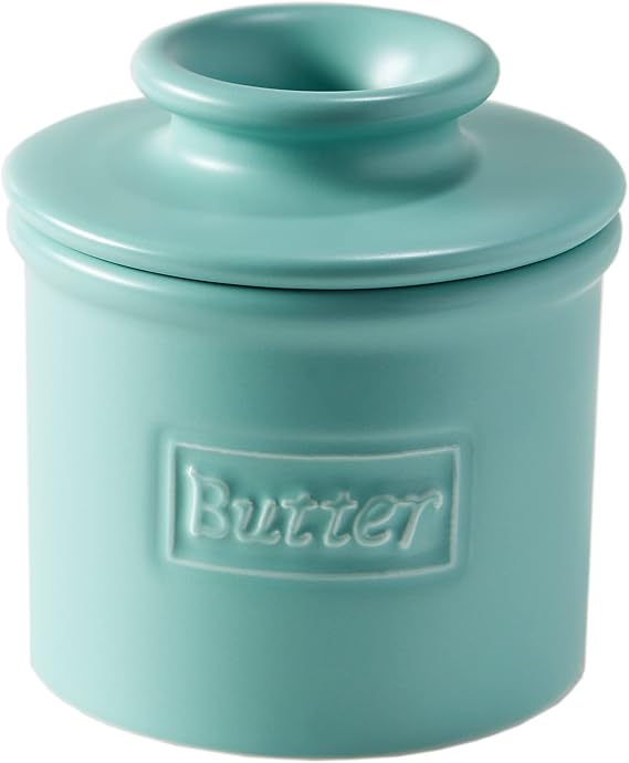 Butter Bell Crock by L. Tremain French Ceramic Butter Keeper, Aqua