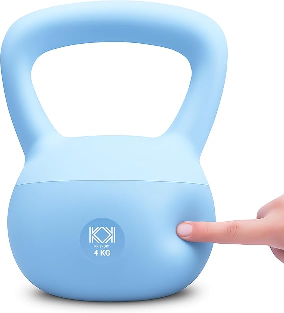 KK Soft Kettlebell Available 2kg 4kg 6kg 8kg 10kg 12kg | Neoprene Coated Home Gym Weights | Fitness, Strength Training, Cardio Workout for Men & Women
