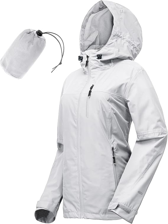 33,000ft Packable Rain Jacket Women Lightweight Waterproof Raincoat with Hood Cycling Bike Jacket Windbreaker