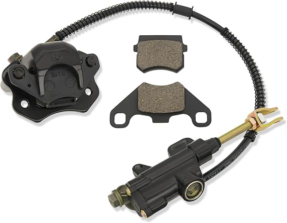 Rear Brake Master Cylinder Caliper Assembly for 50cc 70cc 90cc 110cc 125cc Chinese ATV Quad Scooter Foot Rear Brake assembly Compatible with TaoTao Motorsports 4 Wheeler ATV Quad Scooter