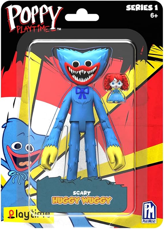 Poppy Playtime Poppy Playtime Scary Huggy Wuggy Action Figure 5 inch Poseable Figure, Series 1 Officially Licensed Product, Blue