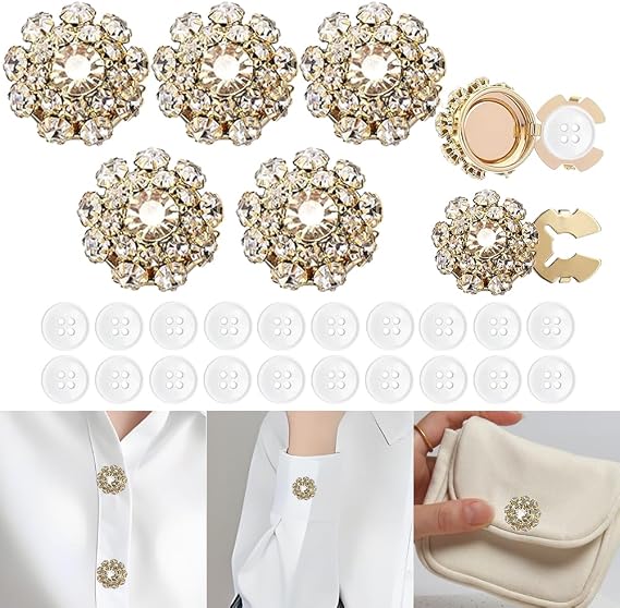 5Sets Rhinestone Buttons Covers for Women with 20Pcs Sewing Buttons