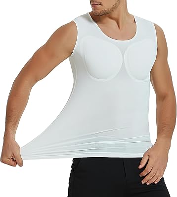 Fake Muscle Undershirt, Mens Shaper Chest Muscle Padded T-Shirt, Comfortable Underwear