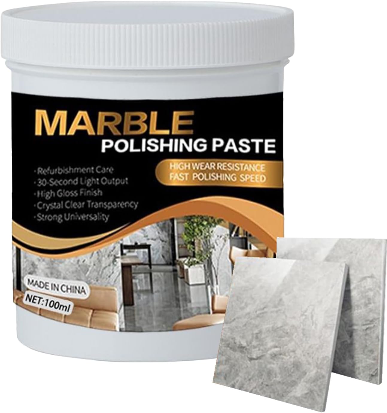 Marble Polishing Powder, Granite Polish, 100ml Quartz Countertop Cleaner for Kitchen | Restore Stone Brilliance Cleaning Supplies Floor Counter Bathtub Porcelain Sink Bathroom Home Commercial Granite Polish Quartz Countertop Cleaner