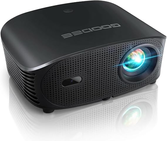 GooDee Smart Mini Projector with WiFi and Bluetooth - 1200 ANSI 4K Support, Compatible with Netflix/YouTube/Prime Video, AI Auto Focus & Keystone, Dolby Audio Home Theater Projector for Indoor/Outdoor