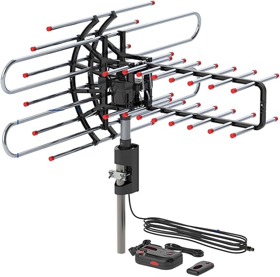 TA-851 Plus 360Rotation UV Dual Frequency 45-860MHz 22-38dB TV Antenna with 42.65ft Cable Outdoor TV Antenna