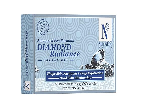 NutriGlow NATURAL'S Advanced Pro Formula Diamond Radiance Facial Kit For Make Skin Acne & Spot Free,Brightens Up Dull Skin, 60gm