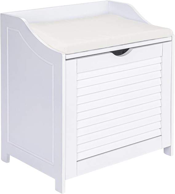 Household Essentials Single Load Hamper Cabinet Seat, White