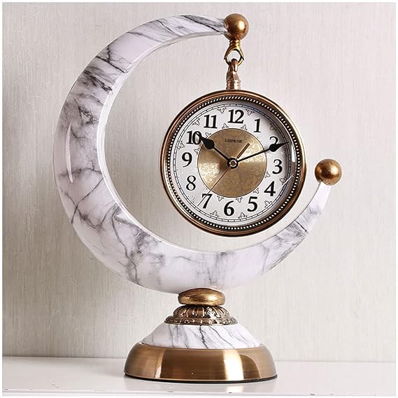 Desk Clock European Style Silent Table ESK Table Clock No Ticks Alarm Clock Ornaments Modern Home Bedroom Bedside Table Case Battery Operated Clock