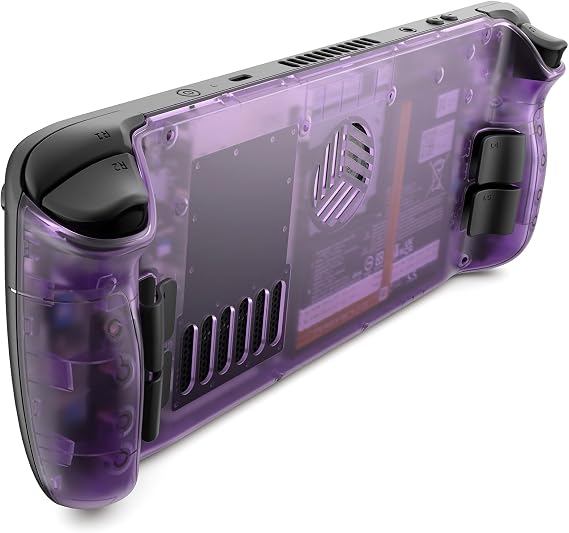 JSAUX Transparent Replacement Back Plate for Steam Deck OLED/LCD, Purple | Installation Kit, 3 Sets Of Rear Buttons, Internal Hardware View, Airflow & Optimal Cooling, For Steam Deck, PC0106D