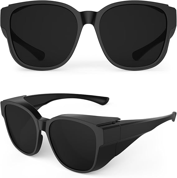 Goiteia Cataract Sunglasses, Light Sensitivity, CAT4 Dark Fit Over Glasses