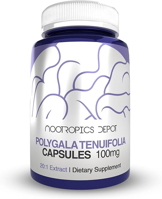 Nootropics Depot Polygala tenuifolia Capsules | 100mg | 90 Count | 20:1 Extract | Yuan Zhi | Promotes Cognitive Function, Learning and Memory | Supports Healthy Stress Levels | Adaptogen Supplement