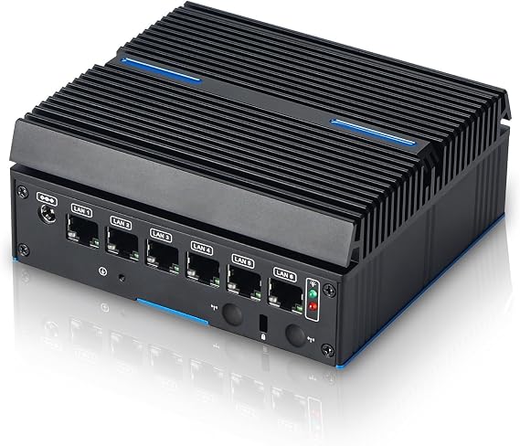 Fanless Firewall Mini PC 4X 2.5GbE i226 Ethernet Gigabit LAN NIC Intel N100(up to 3.4GHz) Network Gateway Soft Router, 6*USB/HD/COM/VT-x/Apo/WOL/ 8GDDR4 128G M.2 SSD (Intel N100)