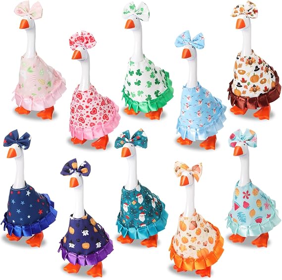 Weysat 10 Set Goose Outfit Felt Magnetic Desk Decor,Cute Style,Fabric | Desk Goose Cloth Table Decor Gifts, 7 Inch Holiday Goose Costume, Geese Summer Fall Halloween Christmas Winter Outfits