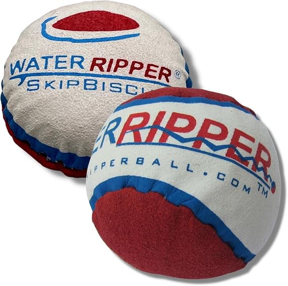 & SkipBiscuit (2 Pack) - Water Skipping Ball | Best Skip Balls for Swimming Pool - Patented Safer, Water Absorbing, Low-Profile Water Bouncing Ball That Skips Like a Rock but Doesnt Hurt!