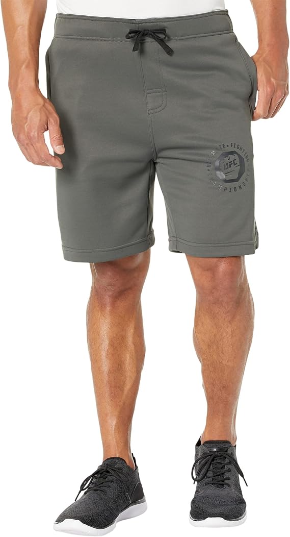 UFC Basic 8" Workout Shorts Fitness Wear for Men 100% Polyester Side Pockets Sublimated Graphics