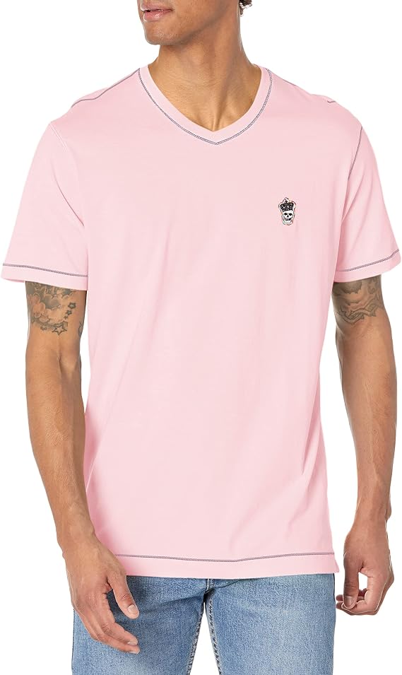 Robert Graham Men's Damien Short-Sleeve, V-Neck Top with Colorful Seams, Comfortable Fit & Richly Detailed for Wear