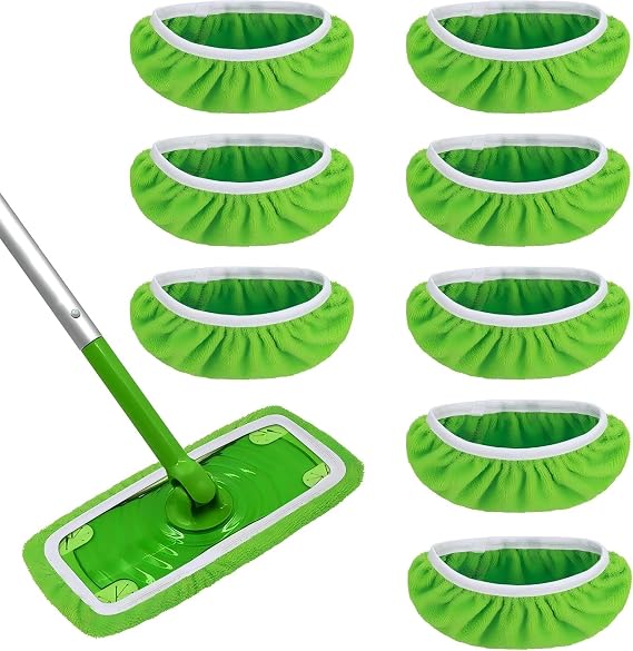 Swif-fer Wet Floor Mop Sweeper Mop Floor Cloths for Sweeper Mop 25.4 x 11.5 cm Reusable and Ideal for Wet & Dry Floor Mops Pack of 8