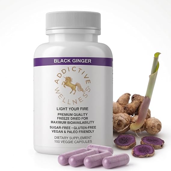 Addictive Wellness Black Ginger Capsules for Men, Energy & Stamina | Sourced from Thailand's native highland regions where Black Ginger grows at peak potency