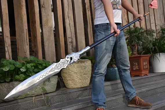 Dragon lance/China spear/High manganese steel Spearhead,Stainless steel rod,Length 86 inch