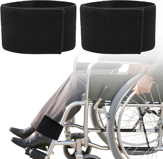 2 Pack Wheelchair Leg Strap, Medical Restraints for Elderly, Wide Wheelchair Foot Rest Strap, Wheelchair Leg Protection Belt Straps for Elderly Dementia Paralysis Parkinson (Width 4 inches)