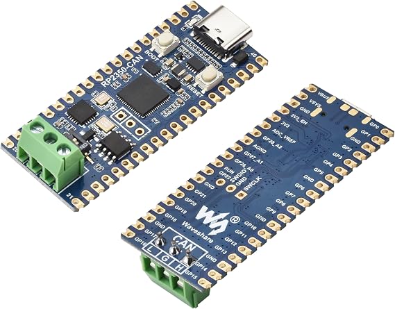 RP2350 CAN Development Board, Based On RP2350A Dual-Core & Dual-Architecture Microcontroller, Up to 150 MHz Frequency, Onboard XL2515 CAN Controller, Compatible with Raspberry Pi Pico Modules