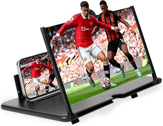 Mobile Phone Magnifier Screen,2026 New 3D HD Magnifier Projector Screen Enlarger for Movies,Videos,Gaming and Travel,Foldable Phone Stand with Screen Amplifier,Supports All Smartphones (Black, 12inch)