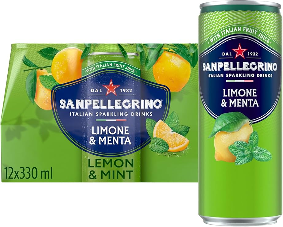 San Pellegrino Italian Sparkling Drinks Lemon & Mint Soft Drink 12x330ml