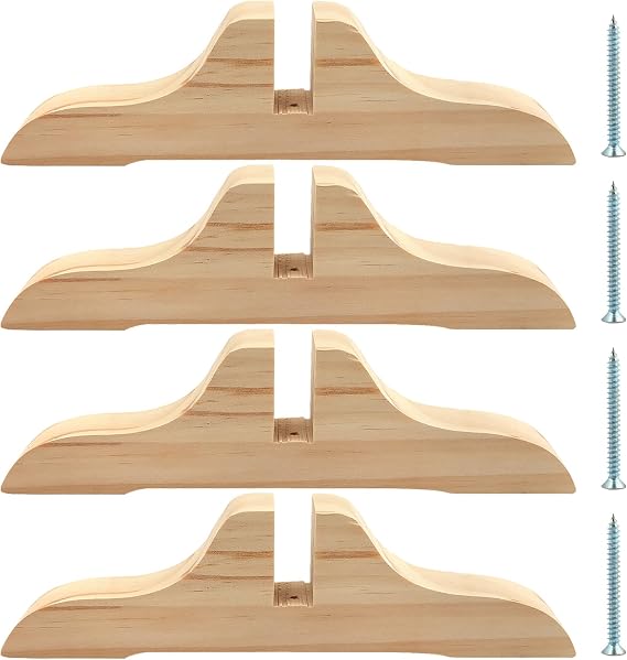 4pcs Folding Room Divider Stand, Wooden Screen Holder With Screws, Privacy Partition Feet for Hotel Home Office (Wood Color)