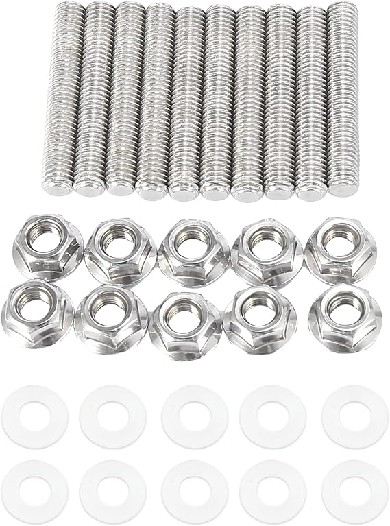 X AUTOHAUX 10pcs Stainless Steel Exhaust Manifold Bolt Stud Hardware for Honda for Acura B C D F H K Series Engines