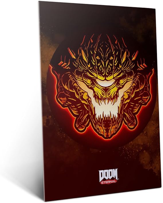 Displate Metal Poster Doom Eternal Studio M | Wall-safe magnetic mounting, no drilling or tools. Easy to mount, artwork, wall decor home living room, bedrooms, offices.