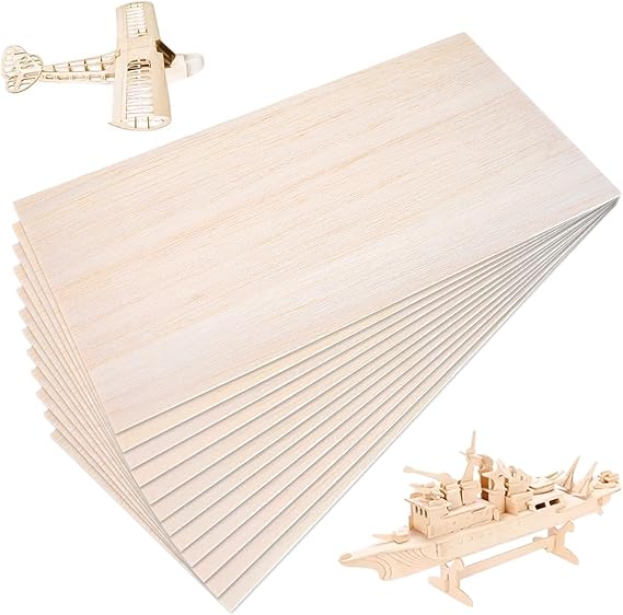 Balsa Wood Sheets, 12 Pack 200x100x1mm Thin Wood Sheets, Wood Board for DIY Crafts, Painting, Engraving, Woodworking, Home Decor and Art Projects(200 * 100 * 1mm)
