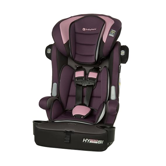Baby Trend Hybrid SI 3-in-1 Combination Booster Seat, Dash Orchid Side-Impact Protection, 3-Stage Growth Design, Adjustable Headrest, Cushioned Comfort