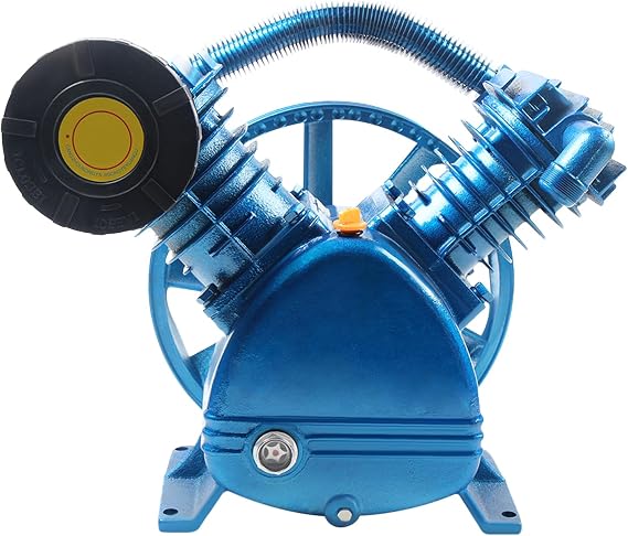 Air Compressor Pump Head, 5.5HP 175PSI 8~11CFM V-Type Dual-Cylinder Air Compressor Piston Pump Head Air Compressor Pump Replacement Low-Energy Air Compressor Head Motor, Faster Inflation And Low Noise