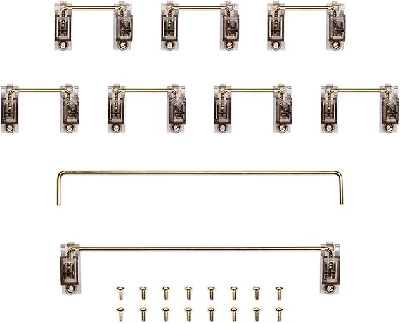 KPREPUBLIC Everglide V2 Transparent Gold Plated PCB Screw in Stabilizer for Custom Mechanical Keyboard gh60 xd64 xd84 6.25x 2X xd96 xd87 (EG V2 Black 104 Plus x1)