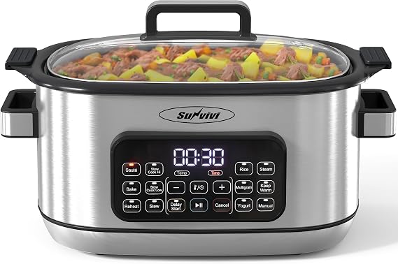 Sunvivi 12-in-1 Programmable Slow Cooker 6.5QT with Timer & Keep Warm